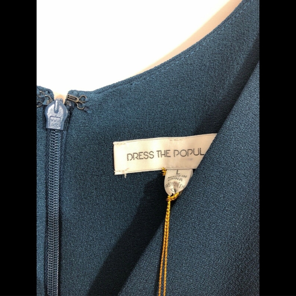 NWT $288 Dress the Population Iris Slit‎ Crepe Gown Peacock Blue [ Large ] #e452 - Picture 4 of 8